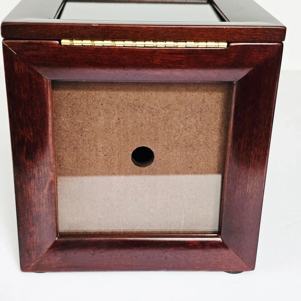 Vintage Bombay Wooden Photo Cube Keepsake Box Dark Mahogany 5 Picture Frames‎